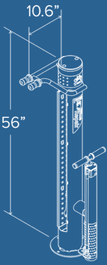 Blueprint image of a bike inflator